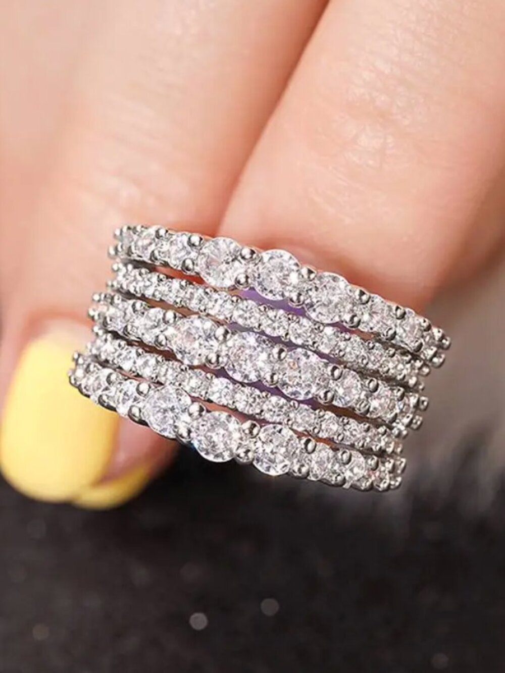 NEW 14k White Gold Diamond Ring Band Pave Diamond Chunky Wide Ring Band